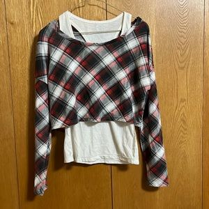 S Flannel Tank Top Two Piece Set